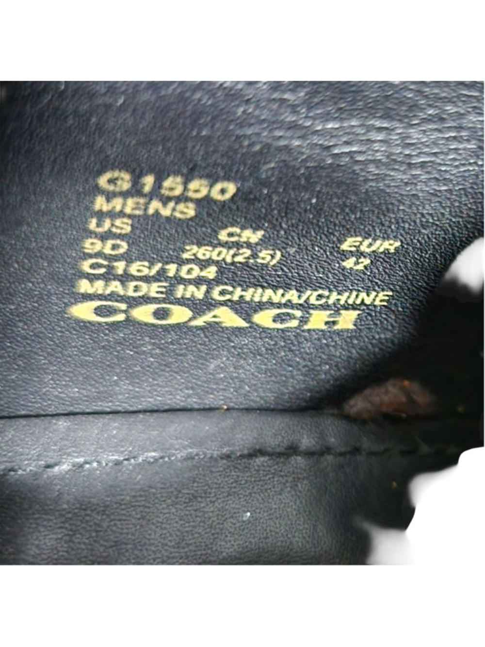 Coach Black Leather Wingtip Oxfords Men's Size 9 - Picture 8 of 8